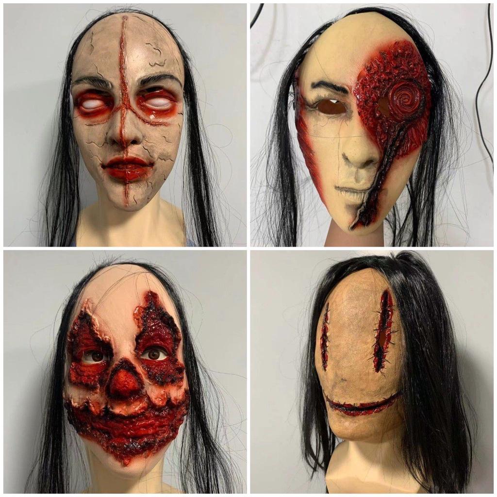 Scary Halloween Ghost Latex Horror Mask Cosplay Props Rotten Face Headgear