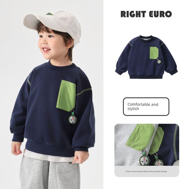 Right European Style Boys' Spring Clothing Compass Series Sweatshirt 2026 New Clothes Children's Clothing Baby Spring Tops