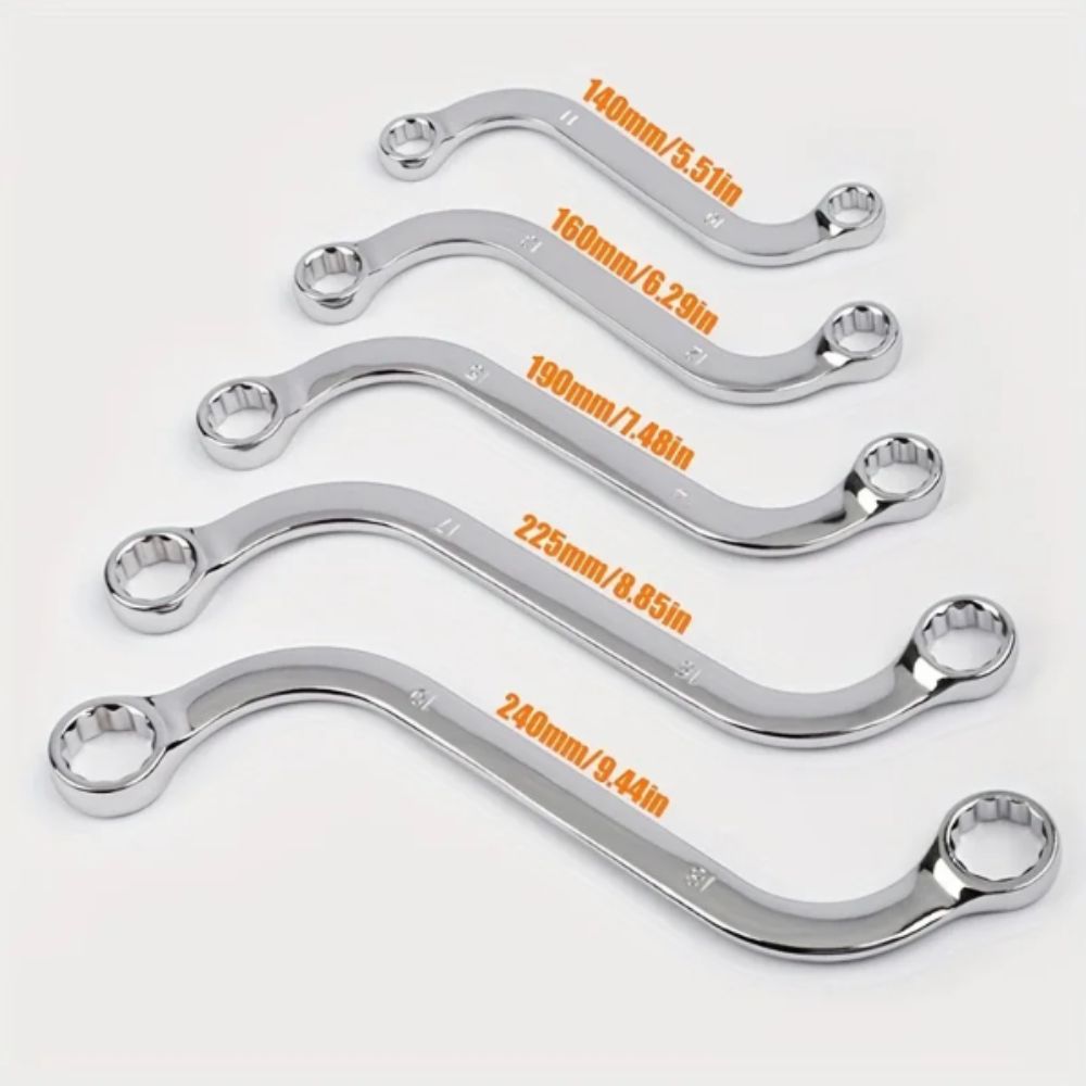140-240MM Length Double Head Wrench 5Pcs Set Elbow Wrench Auto Tools S-Type Wrench  Auto Repair