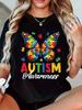 Autism Butterfly Awareness Rainbow Puzzle T-shirt