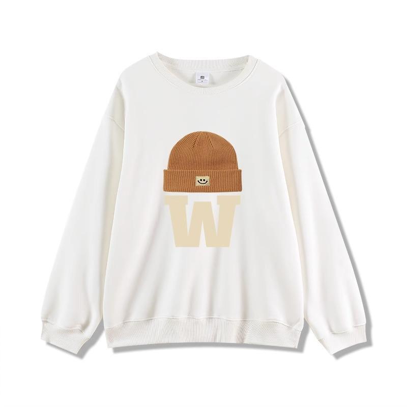 Outono e inverno gola redonda plus size solto feminino casais usam pulôver de manga comprida acolchoado