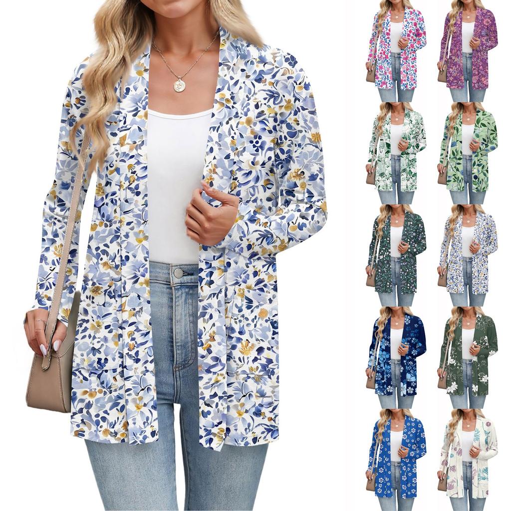 Women's Fashion Casual Long Sleeve Cardigan Thin Loose Cardigan Jacket With Pockets