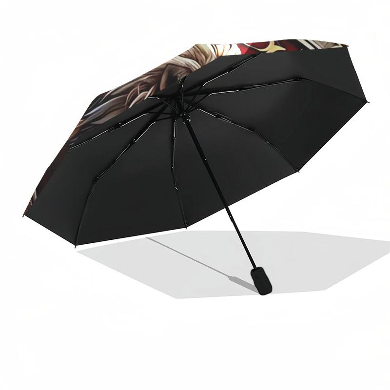 1pc Lion Emblem Automatic Open/Close Umbrella, Lightweight Design for Everyone,Durable Canopy yy251014056