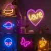 Whimsical Led Butterfly Alien Planet Night Light Charming Neon Decorative Lamp