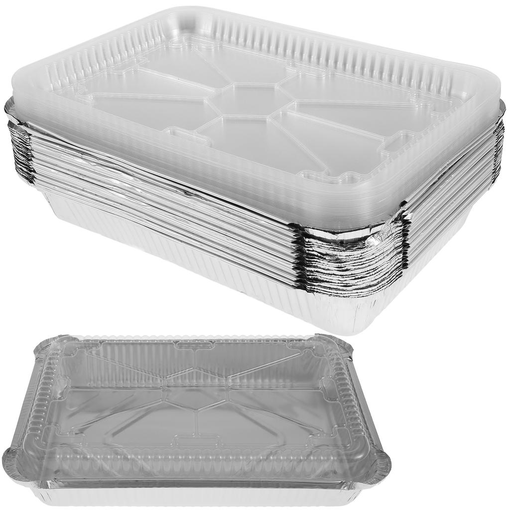 25/100PCS Free Wash Aluminum Foil Baking Trays Rectangular Tin Foil Tray AirFryer Food Containers Bowls BBQ Take Away Boxes
