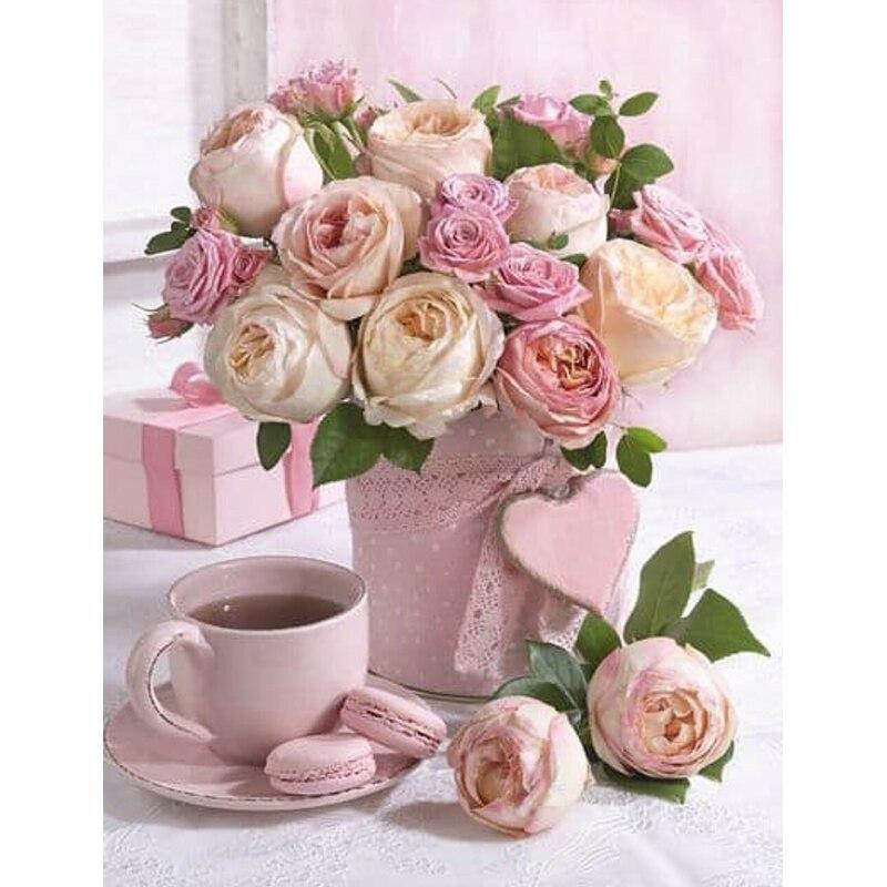 

5D DIY Алмазная картина Розовая роза Алмазная вышивка Крестиком Ремесла Полный круглый дрель Домашний декор Ручной подарок Full Round 40x50CM