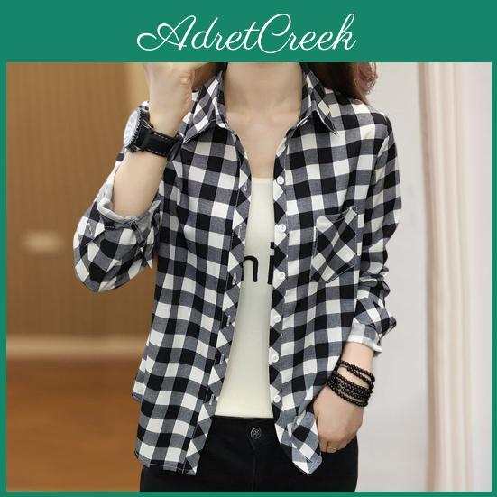 Blouse Dressing Singlebreasted Up Women Streetwear Chic Plaid Print Women Shirt Top Female Clothing