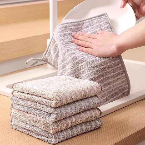5/10/20Pcs Cleaning Rags Water Absorbent Kitchen Dishcloth Set with Hanging Ring Design Kitchen Cleaning Clothes