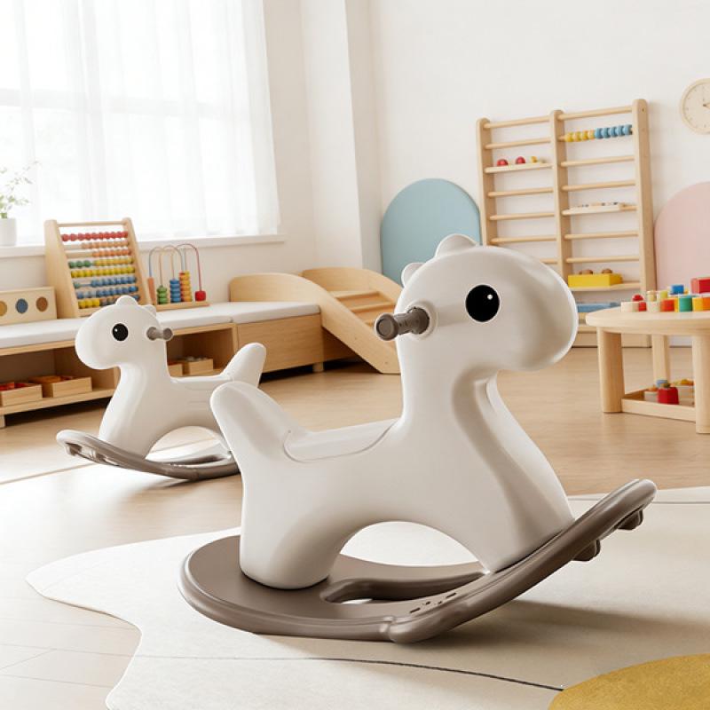 Two-in-One Wooden Rocking and Roller Horse for Infants - Anti-Tip Sensory Toy for First Birthday