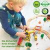 Tiny Land 55 Pieces Wooden Train Set: Wooden Railway with Crane, Combinable Toy & Accessories. Fits All Large Brands, for Children 2-5 Years