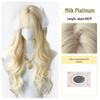 Milky White Gold Long Curly Wig with Bangs – Big Waves, Sweet Lolita Style for Daily Wear