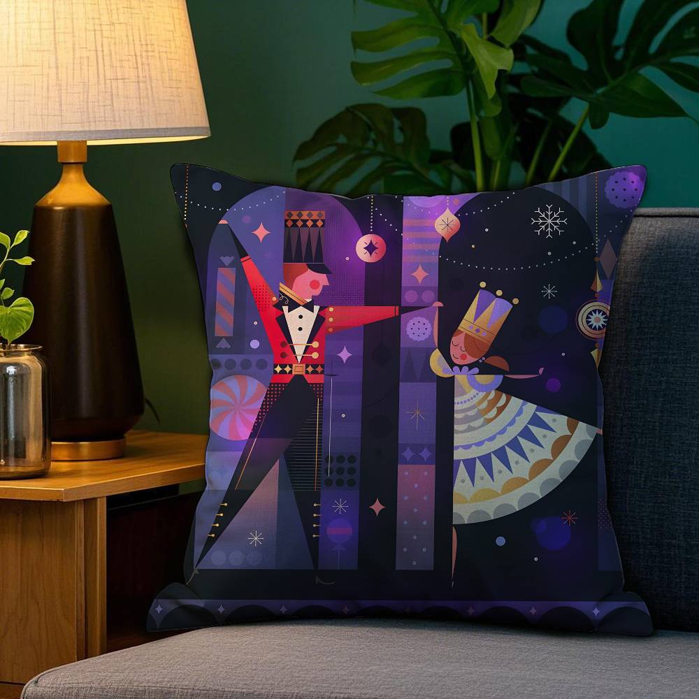 Nutcracker Soldier Christmas Pillow Case Plush Fabric Soft Double Sided Print Home Sofa High Quality Cushion Cover Throw
