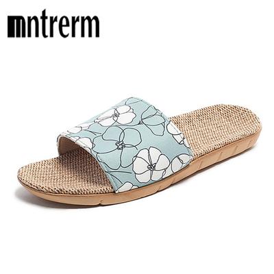 2023 New Linen Slippers Women's Summer Home Use Couples Indoor Soft Bottom Sandals And Summer  Floor Slippers Gift