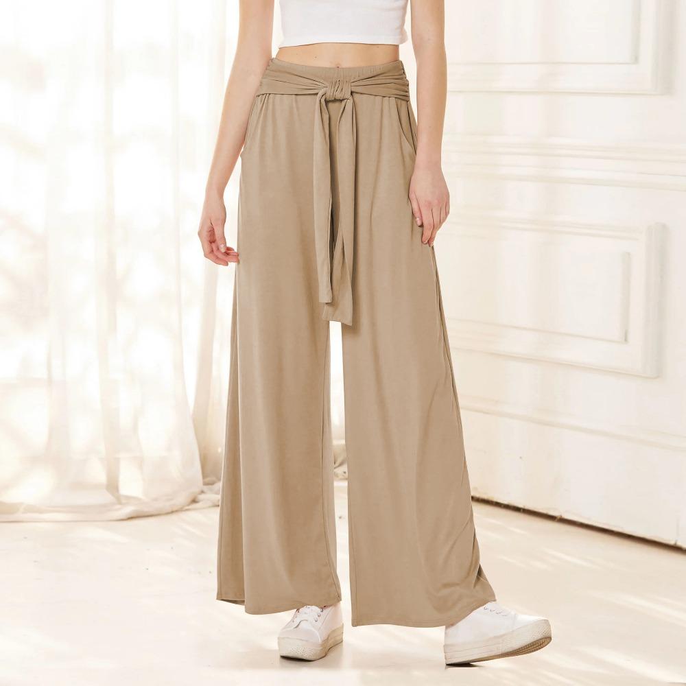 Winter Solid Color Hanging Lace-up Wide Leg Pants with Soft and Comfortable Yoga Pants Women