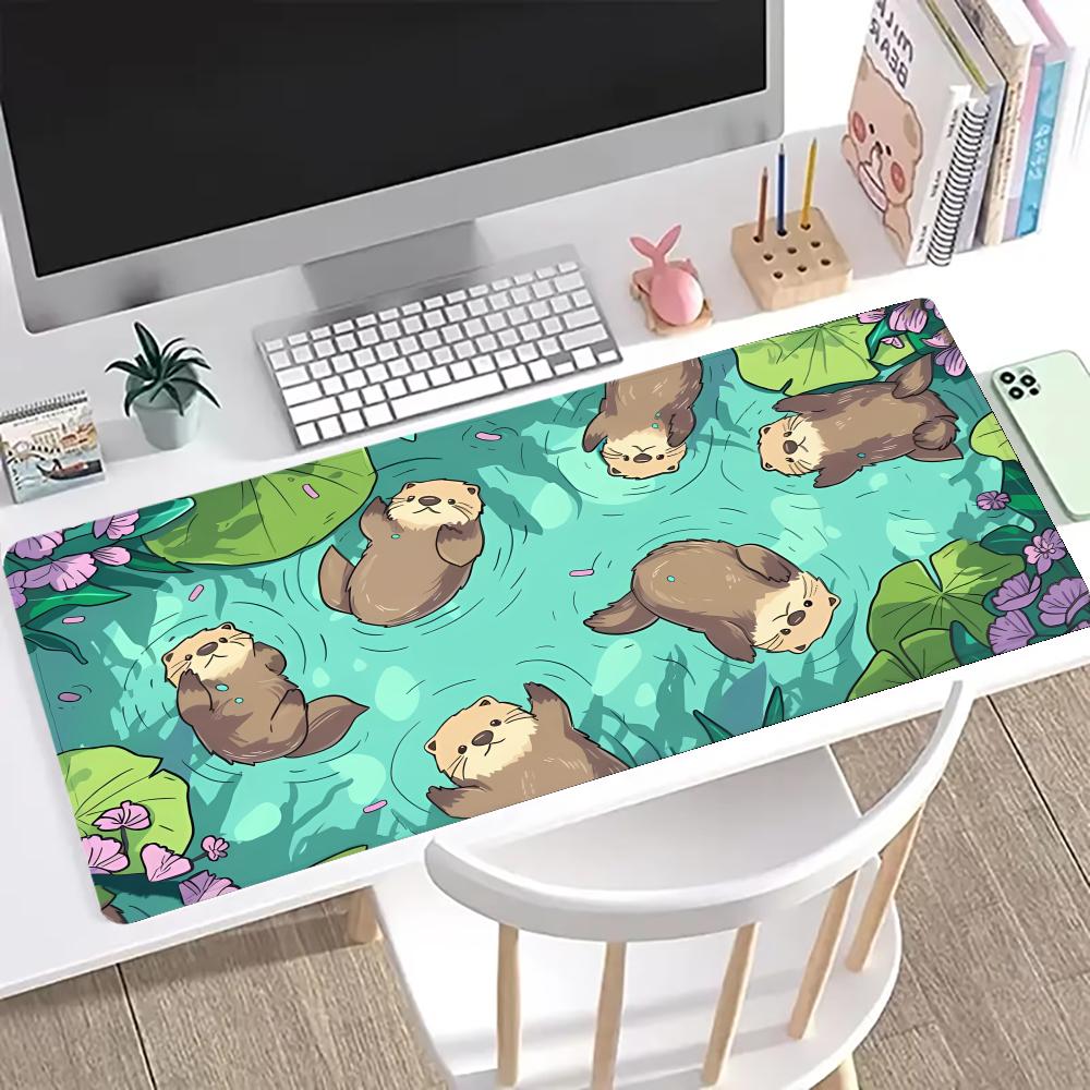 Cute Otter Mouse Pad Large Computer Office Game Table Mats XXL Rubber Anti-slip Gaming Keyboard Mousepads Long Desk Pads