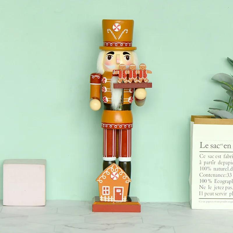 35cm Wooden Nutcracker Soldier with Gingerbread Decor, Festive Christmas Gift Ideal Collectible Tabletop Ornament