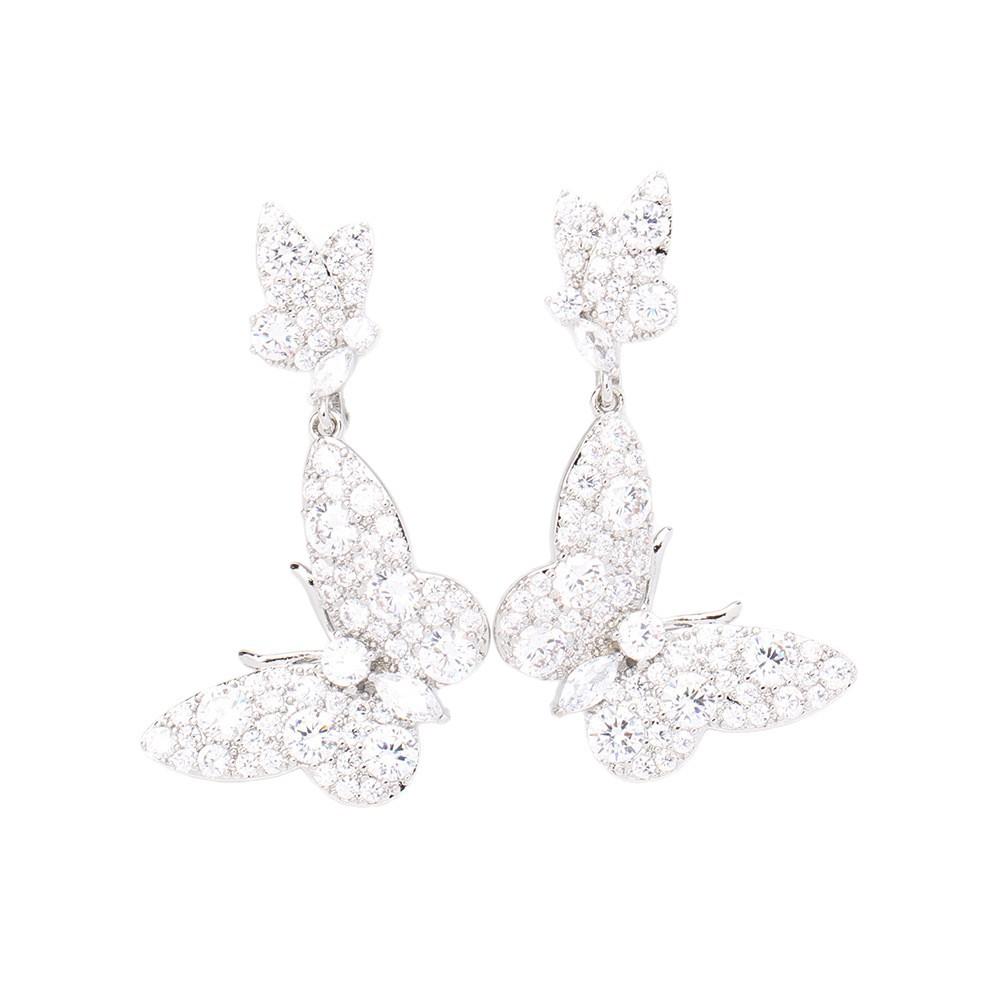 Light luxury exquisite double butterfly earrings, women's ear clips, high-end temperament fashion earrings, niche earrings without earrings