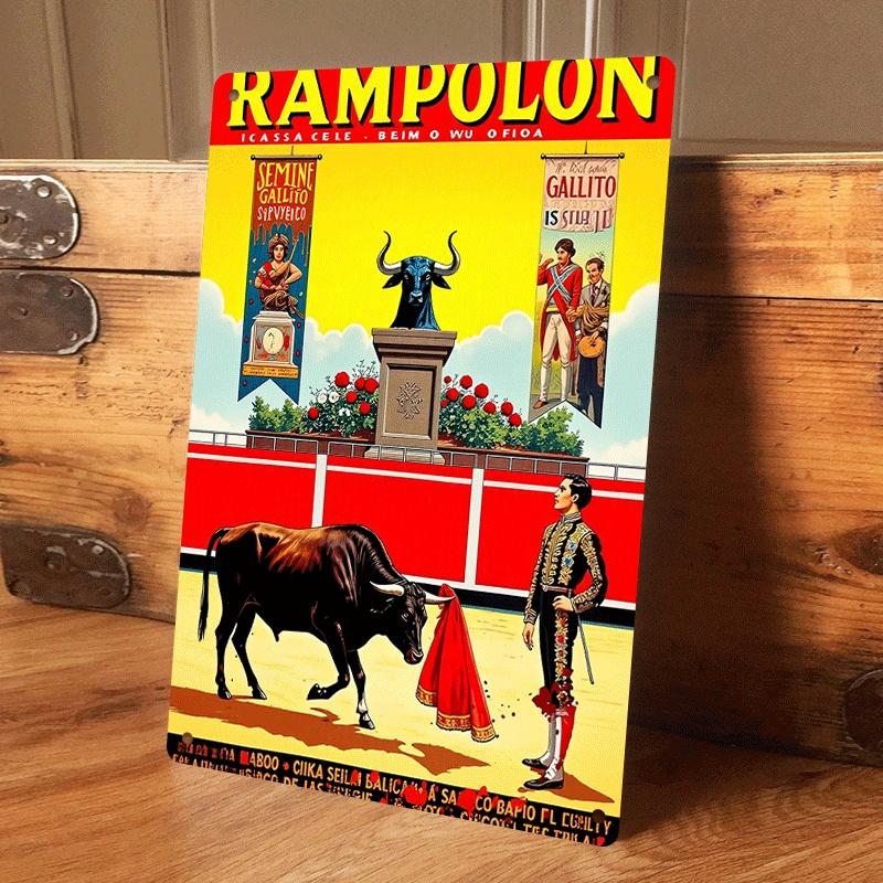 

1 piece of Spanish bullfighting themed tin painting, retro style bullfighter poster metal wall decoration, classic bullfighting (as the picture,20x30cm)