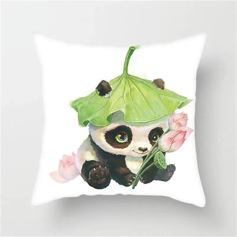 Cute Panda Cartoon Print Pattern Living Room Sofa Car Cushion Cover Luxury Home Decoration Pillow Cover