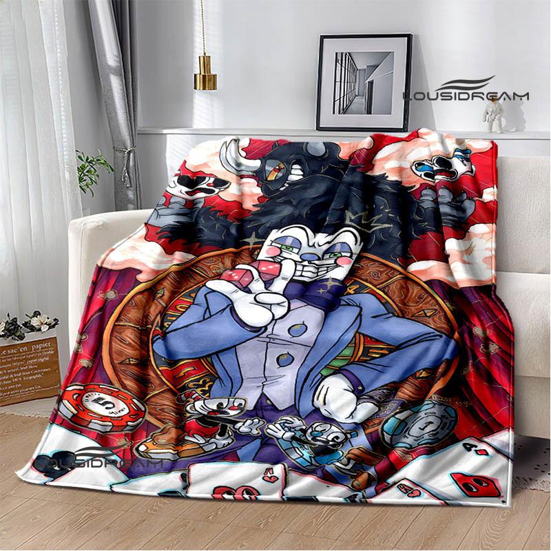 Cuphead Anime Printed Blankets Children's Warm Beautiful Blankets Flannel Soft and Comfortable Blanket Home Travel Birthday Gift