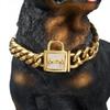 Factory  Cuban Chain Dog Collar Custom Sizes 19mm Lock Gold Stainless Steel Chain