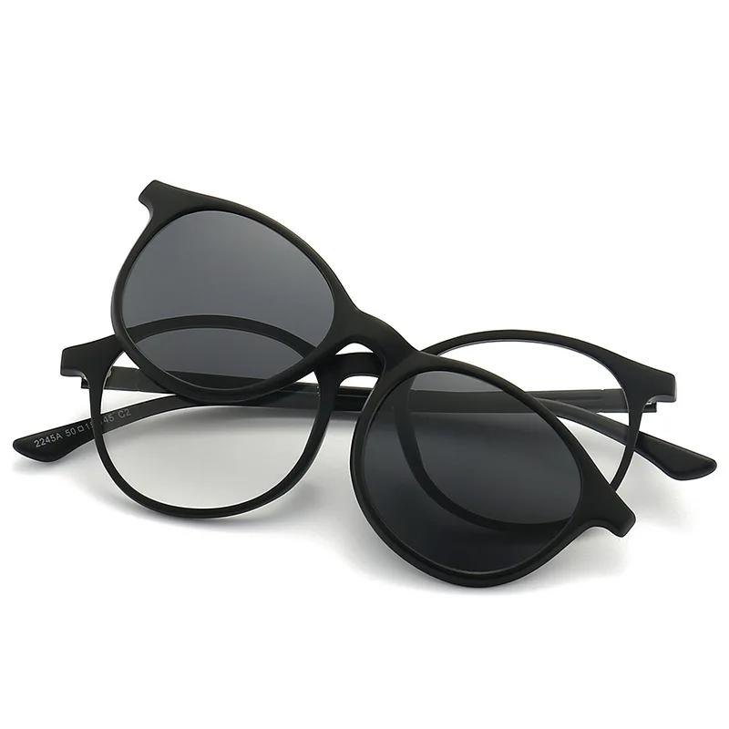 5Pcs Magnetic Polarized Clip On Sunglasses Women Men Plastic Frame For Night Driving Sunglasses Uv400