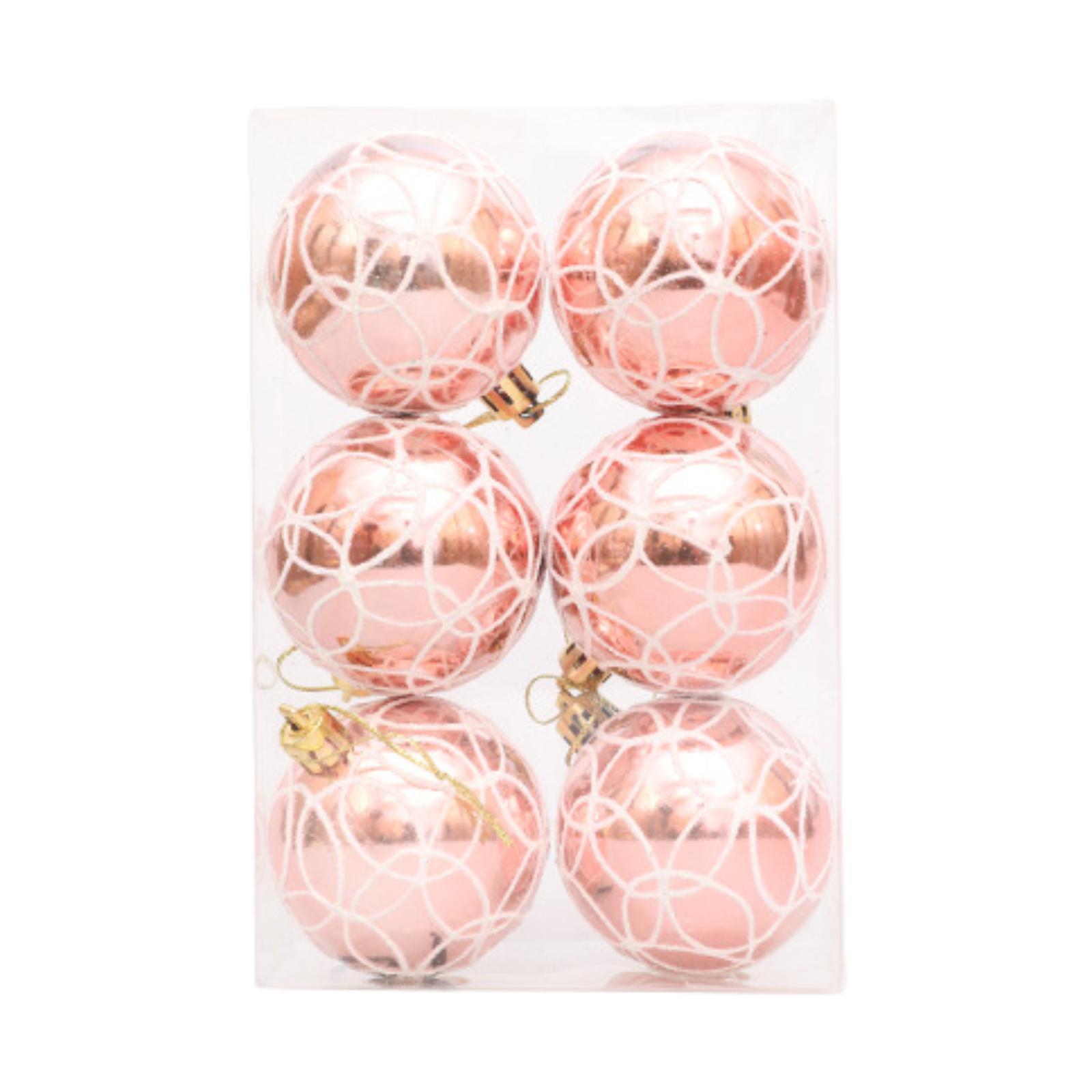 

6 Pieces Christmas Ball Ornaments 6cm Christmas Tree Hanging Decorations Xmas Decor for Window Anniversary Indoor Birthday Yard рожевий колір золота