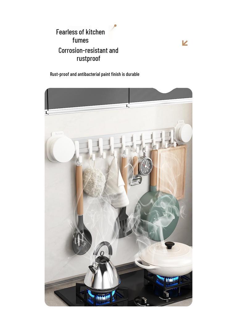 Wall-Mounted No-Drill Kitchen Hooks: Multifunctional Spatula and Utensil Storage Rack & Clothes Hanger