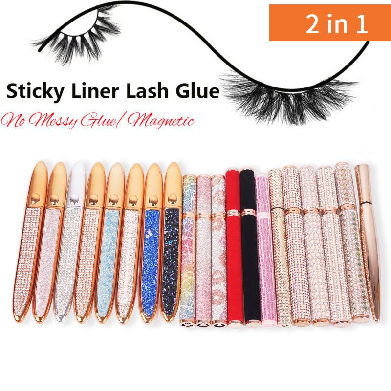 5 Colors 2 IN 1Self-adhesive Eyeliner Pen For False Eyelashes Glue-free Magnetic-free Waterproof No Blooming Eye Liner Pencil