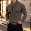 INCERUN Men Long Sleeve with Tie Detail Slim Fit Casual Knit Ribbed Tops Pullovers