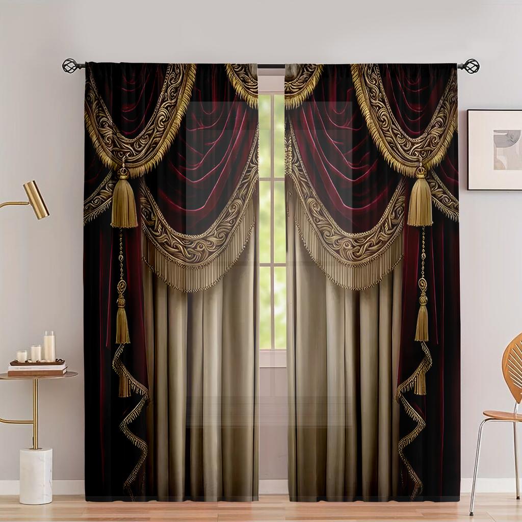 False Background Pattern Printed Curtains, Christmas Decorations, Bedroom and Living Room, Home Decoration, Room Decoration