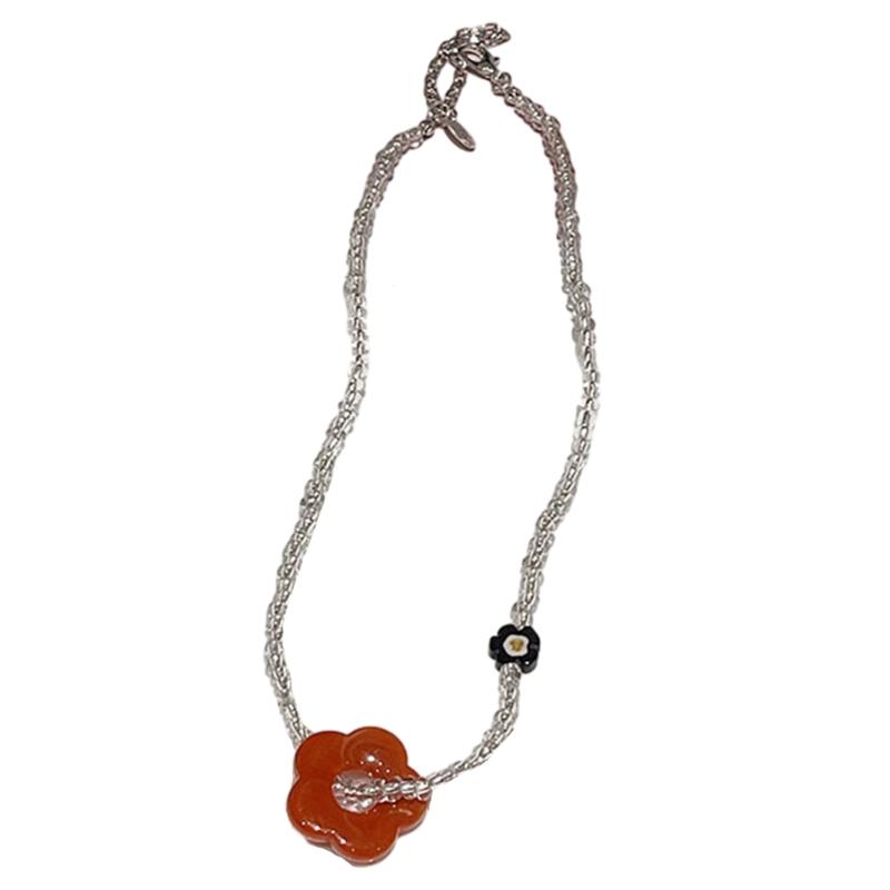 Богемное Бусинное Ожерелье Летнее Ожерелье с Рисовыми Бусинами в Виде Цветка Гавайское Пляжное Ожерелье Украшения Подходят для Женщин и Девочек