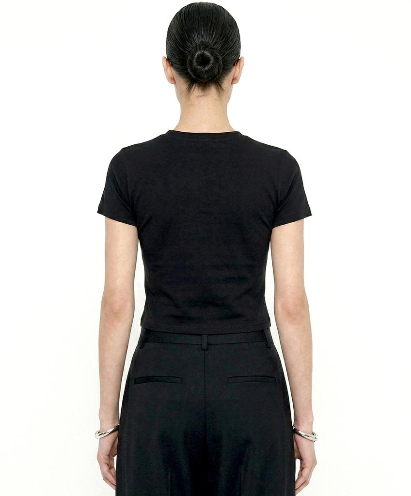 REBRENNER Dtf Cross Flower Cool Cotton Crop Short Sleeve T-Shirt Black