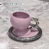 English Afternoon Tea Coffee Cup Saucer Delicate Ceramic White Purple Couple Mug Latte Art Coffee Cup Home Breakfast Mug Gifts