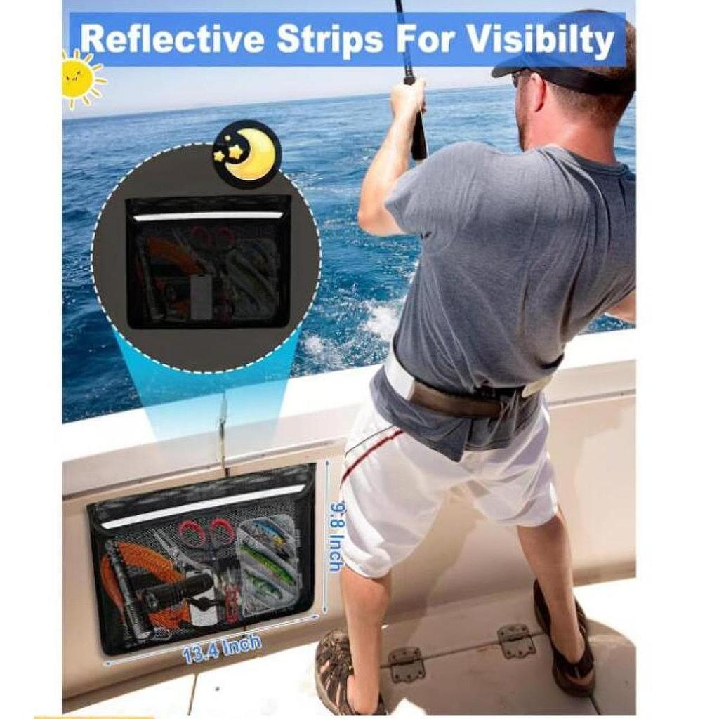 Boat Storage Bag with Lid Mesh Tackle Versatile Pouch Waterproof Lightweight Accessories Holder