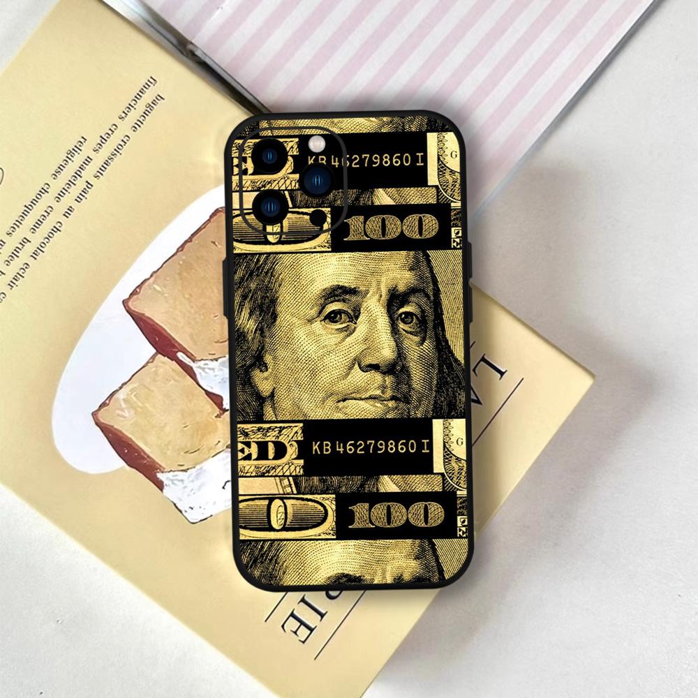 Dollar Banknote Phone Case FUNDA For IPhone 12 11 13 14 15 16 Max Pro Plus Mini Soft Silicone Black Cover