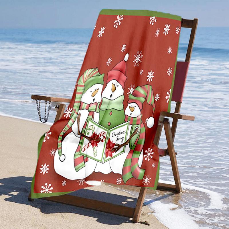 Ultra-Soft Beach Towel with Christmas Snowman Theme,Ideal for Pool - Camping, Diving - Perfect Travel Essential, Vibrant Beach Towel.