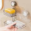 1pc Toilet Suction Cup Soap Box Wall-mounted Double-layer Drainage Without Punching Soap Box Storage Rack Bathroom Soap Shelf