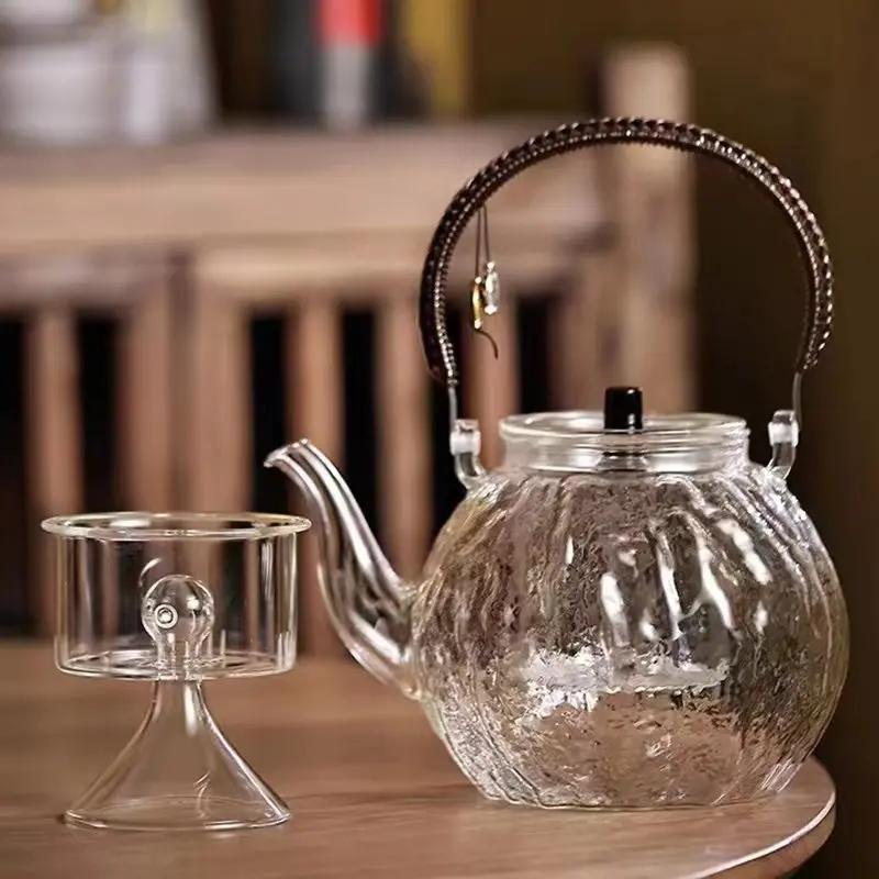 Glass Handle Pot for Steaming and Boiling Tea Household High Temperature Resistant Open Flame Boiling Teapot Radiant-cooker