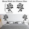 SITAKEGS 2pcs Metal Rose Wall Decor 11.8x9.4in Black Flower Sculpture Floral Art Hanging Ornament for Living Room Bathroom Bedroom Kitchen Garden