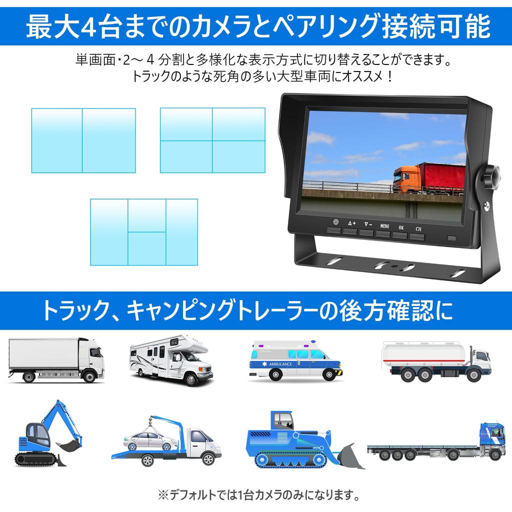 Tonowu Wireless Backup Camera Monitor 24V Backup Backup Truck IPS Split Screen Digital Image Recording Warranty Set, Camera, 7-inch Monitor, Camera,