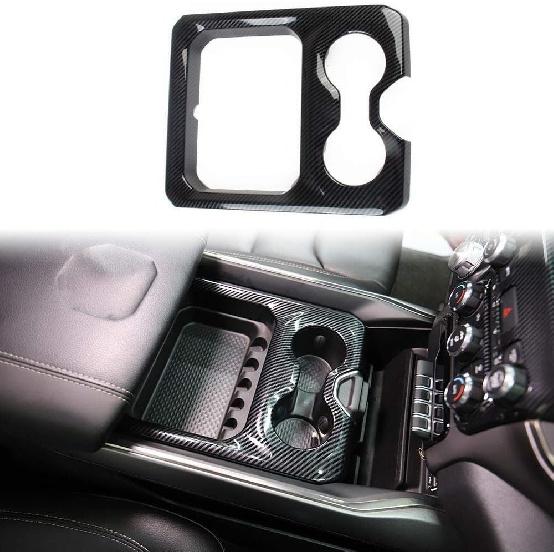

Korlot Carbon Fiber Style Center Console Front Armrest Cup Holder Cover Trim Accessories for Dodge Ram 1500 2500 3500 2019-2026 (Model B(for 2020JS-D3-005