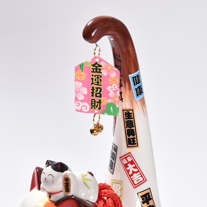 Japanese Style Maneki Neko Ceramic Lucky Cat Money Box Margay Long Tail Cat Statue Feng Shui Ornament Home Decoration Figurine