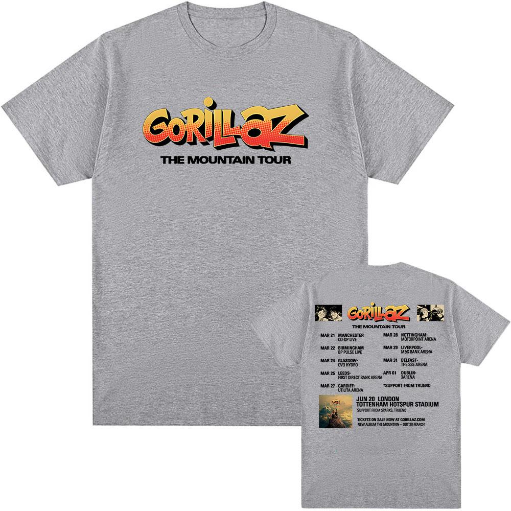 

Gorillaz The Mountain Tour 2026 Футболка Короткий Рукав Вільна Чоловіча/Жіноча Футболки Мода Вільний Унісекс Вуличний Одяг Хіп-Хоп Одяг XXL