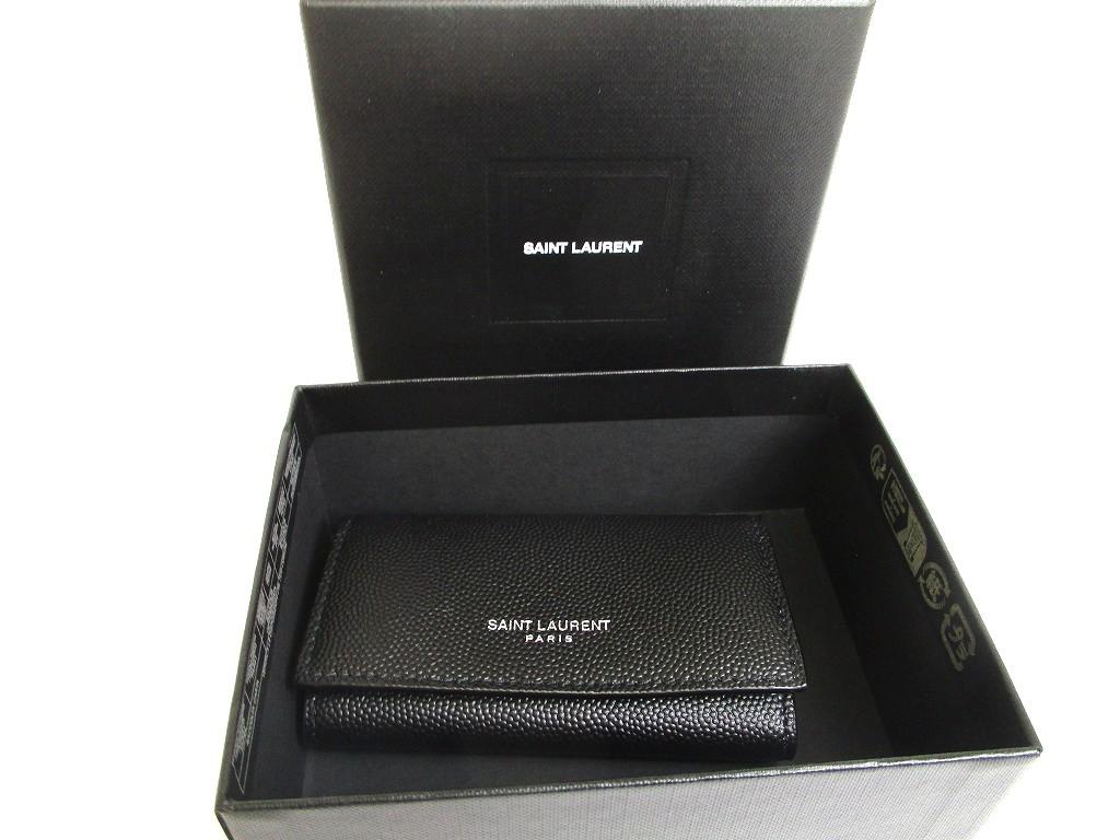 Authentischer Saint Laurent Paris YSL Schwarzes Leder 4 Bilder Schlank Schlüsselanhänger #b064 Vom Verkäufer überholt