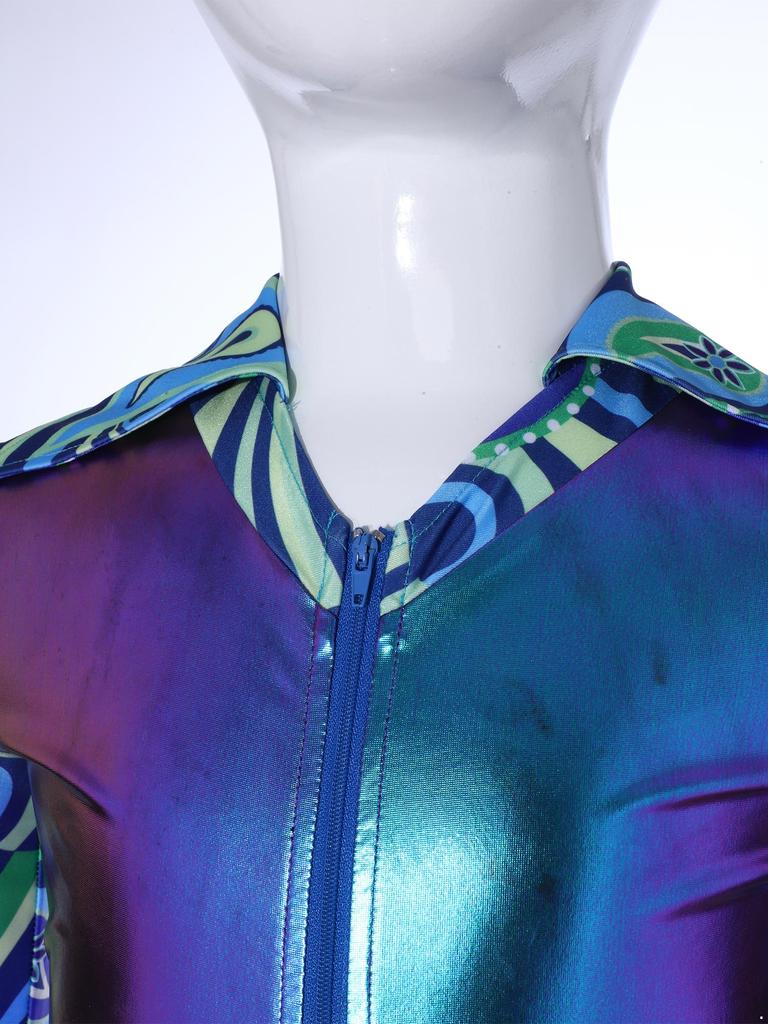 Boys Disco Costume Patchwork Printed Design Shiny Metallic Lapel Collar Long Flare Sleeve Bell Bottomed Pants Jumpsuit