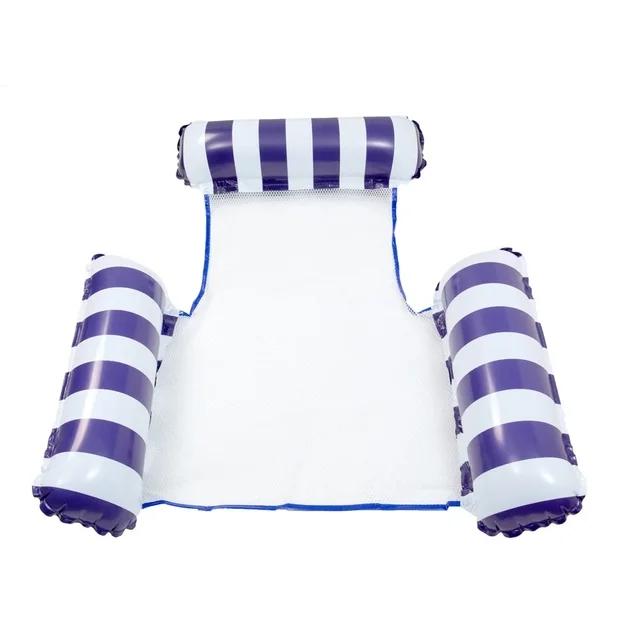 Summer Swim Inflatable Floating Water Mattresses Hammock Stripe Lounge Chairs Pool Water Sports Toys Floating Mat Pool Toys Kids