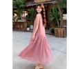 Lazy Wind Pink Cotton and Linen Sleeveless Dress Women's Summer Loose and Thin Temperament Vacation Travel Photo Long Dress Tide