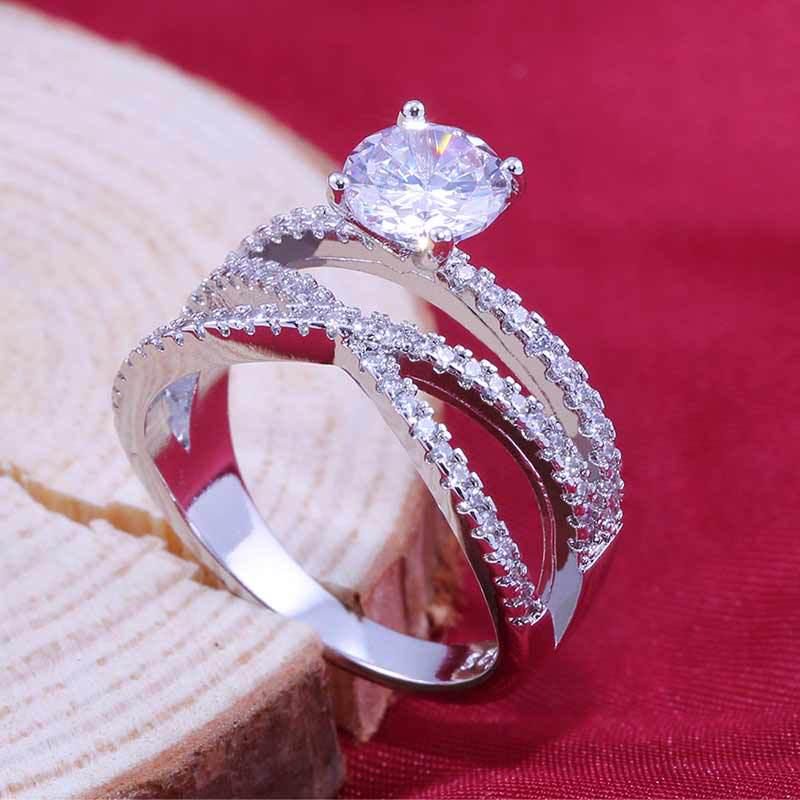 Super Flash Eight Hearts And Eight Arrows Zircon Diamond Ring, Double-Wrapped Engagement Ring For Women