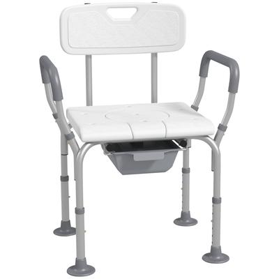 Shower Chair, 3-in-1, Backrest, Armrests, Height Adjustable, Non-Slip Feet, White